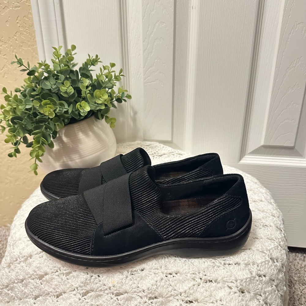 Born Fabric & Leather Black Slip-On Shoes Women Size 11 M - Picture 1 of 8